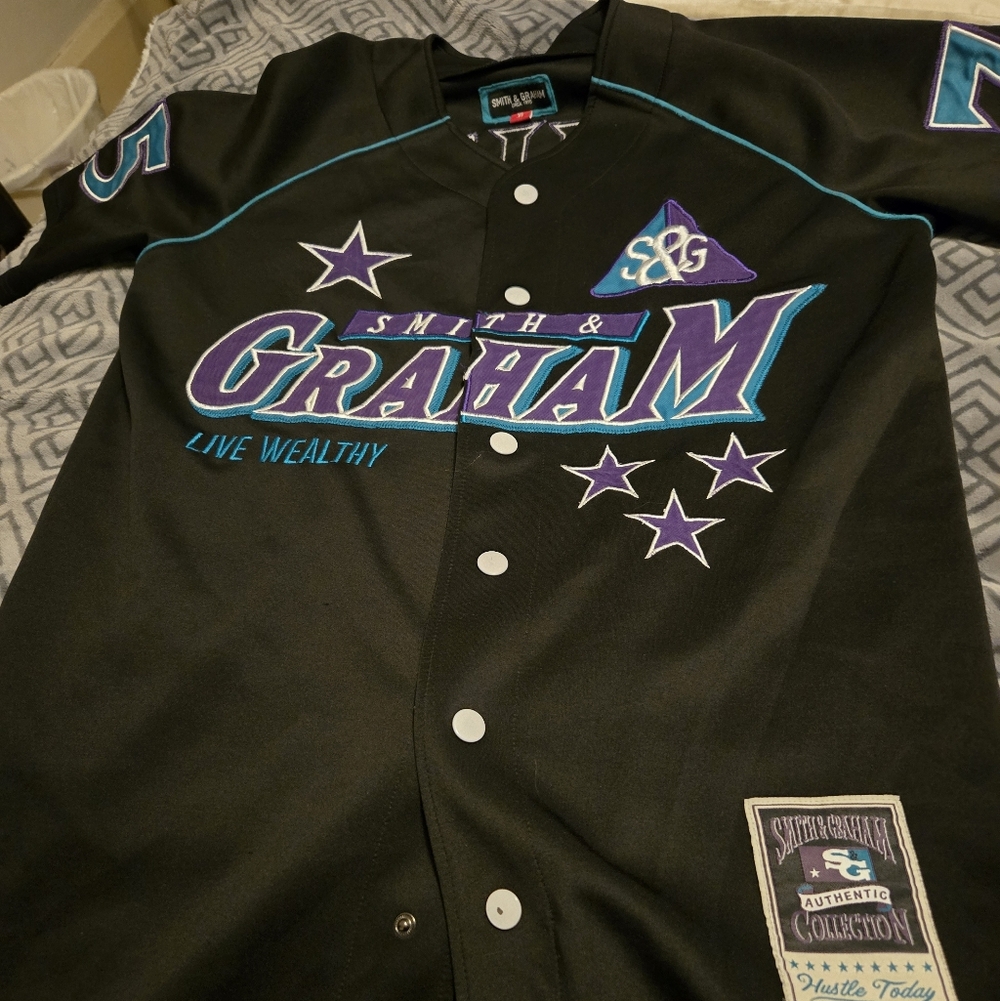 Smith & Graham  Black Jersey with Purple and Teal Accents